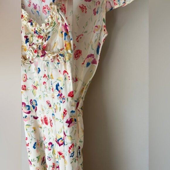 NEW DOEN Valerine SIlk Blend Dress Windswept Blooms Cream Floral | US XS - Picture 9 of 16